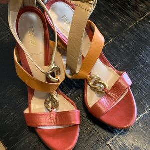 Fendi Leather Strappy High Heel Sandals